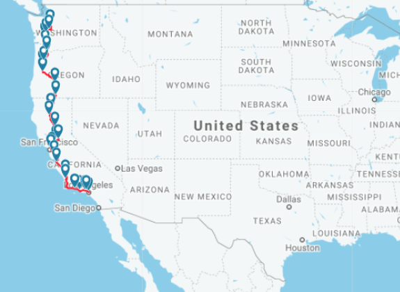 coast starlight route map