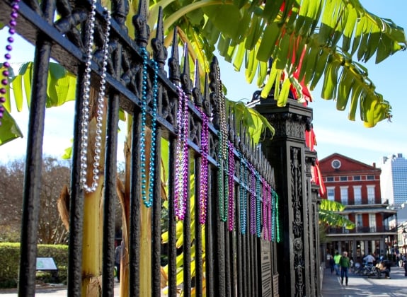 beads on a fence in new orleans