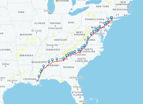 Amtrak's Crescent Route Map