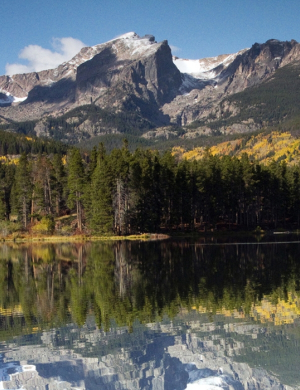 Mt. Hallet reflected in Sprague Lake at Rocky Mountain NP Rocky Mountain National Park