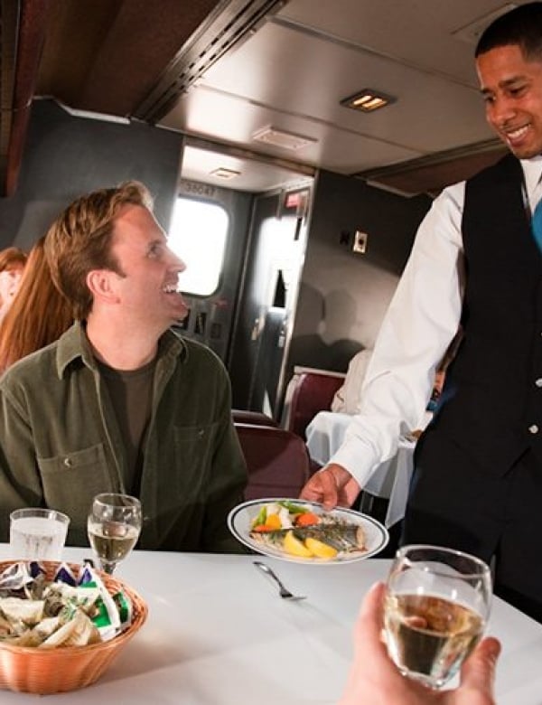amtrak dining service providing a special meal