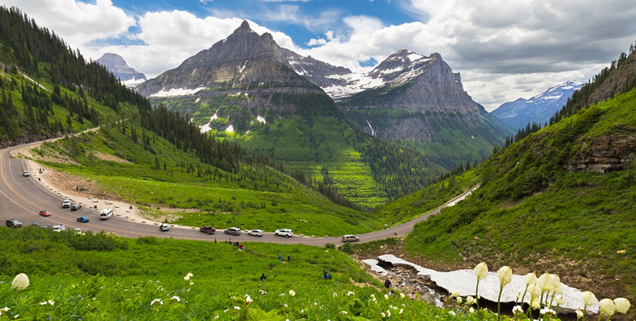 Visitors at Going to the Sun road, Glacier National Park, Montana Visitors at Going to the Sun road, Glacier National Park, Montana
