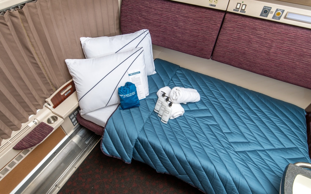 Amtrrak Bedroom set up for bedtime