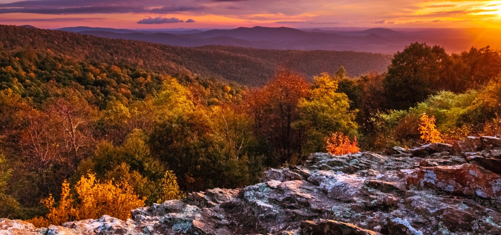 Shenandoah National Park landscape view at sunset