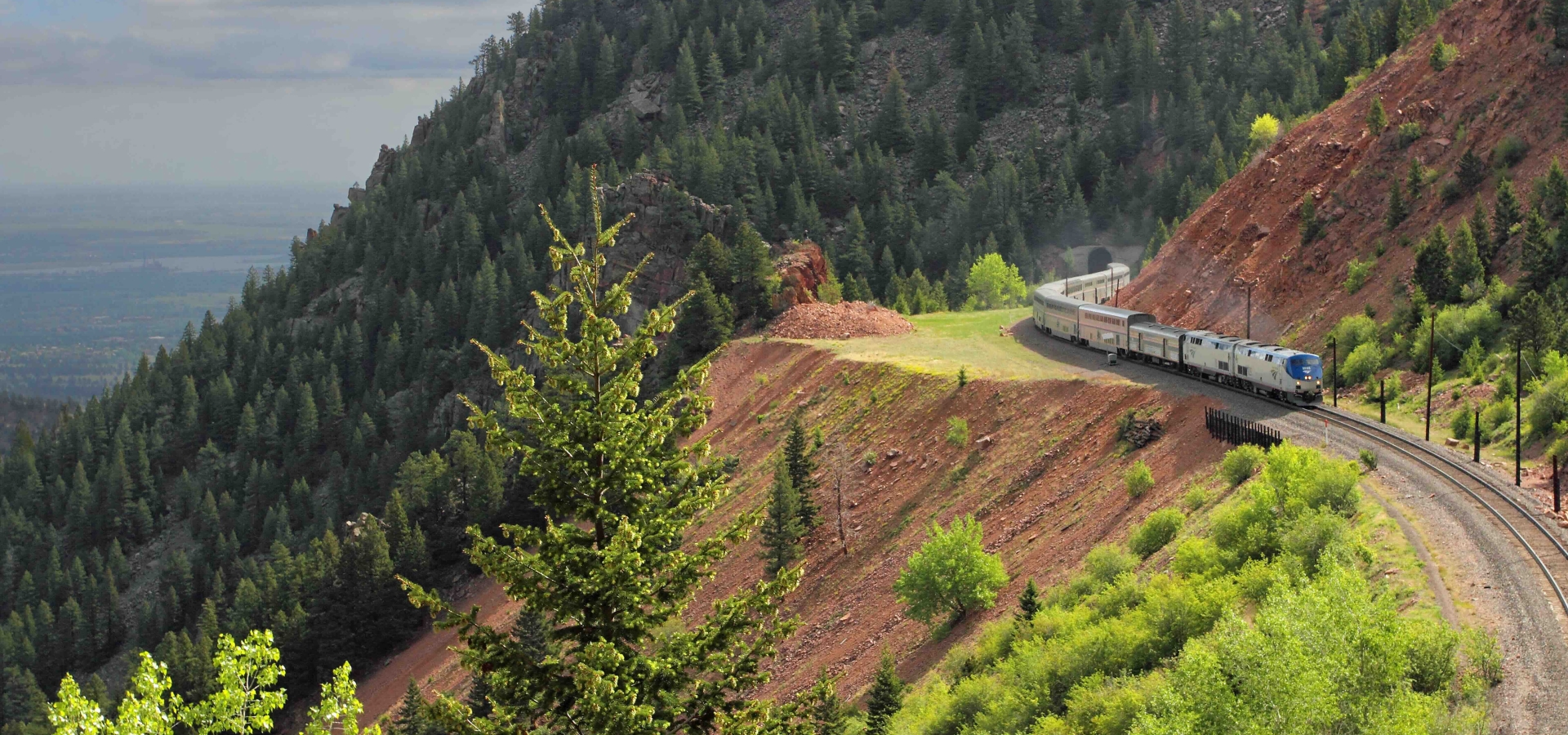 Amtrak's California Zephyr on a hillside