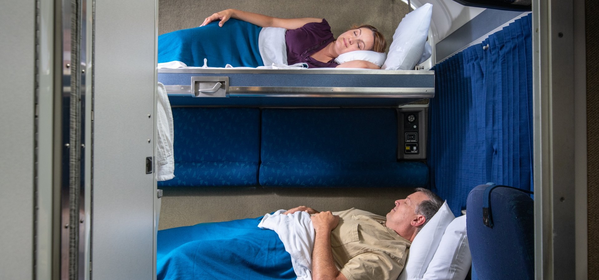 comfortable couple on amtrak bedroom suite bunk beds