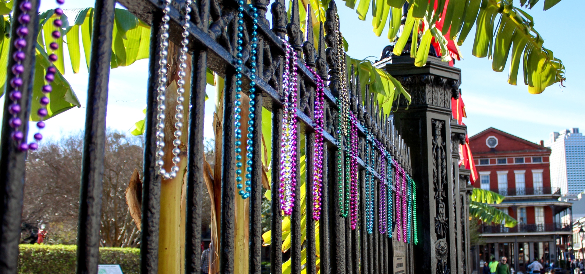 beads on a fence in new orleans