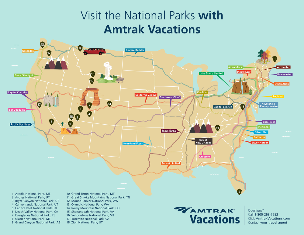 National Parks by Rail Map