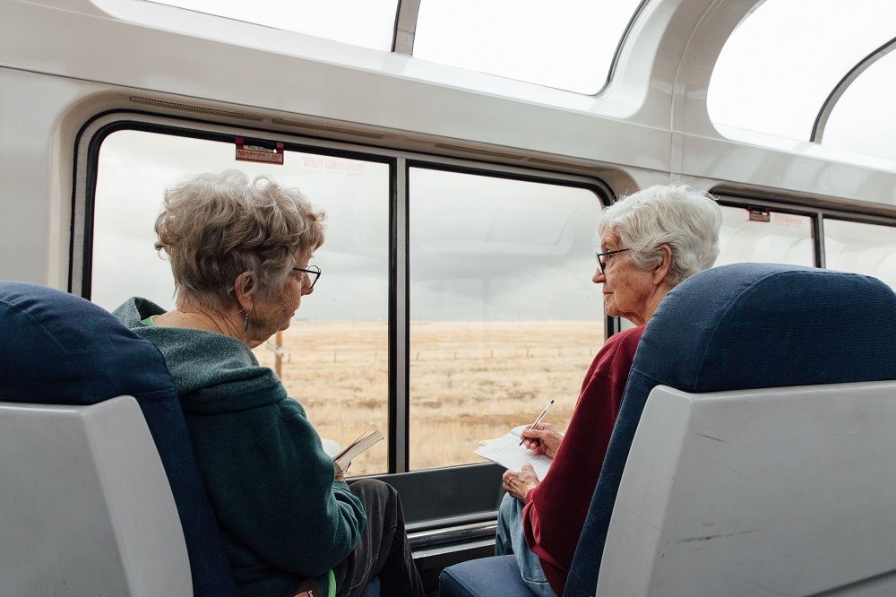 Two Older Women on Train