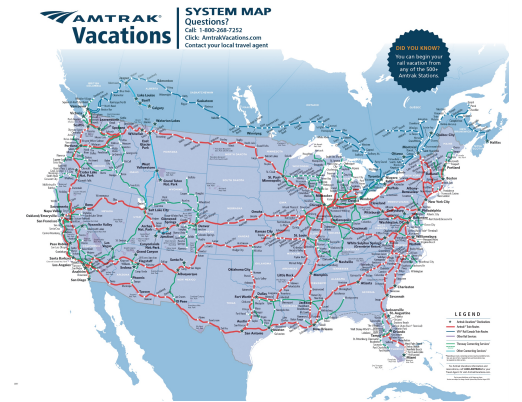 Amtrak Vacations System Map Amtrak Vacations System Map