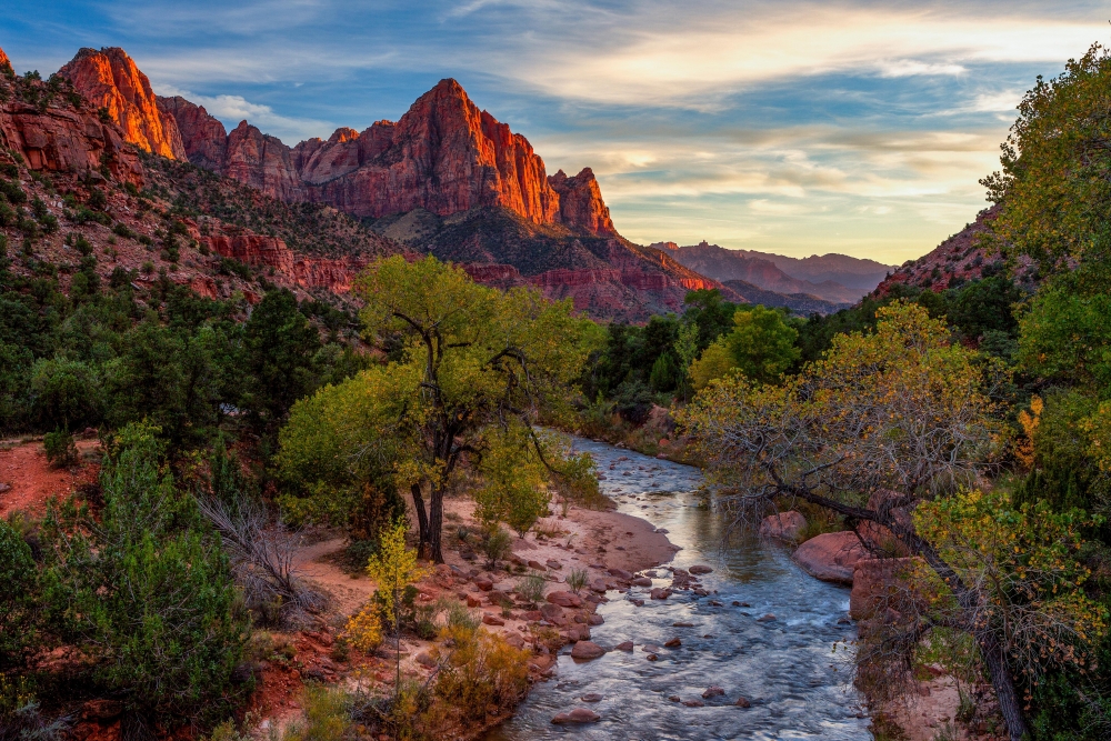 river flowing through zion national park in utah